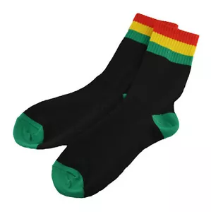 Sock-rasta-black Red Yellow Green-2pairs - Picture 1 of 1