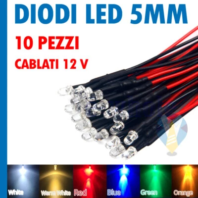 10 Diodi LED 12V SUPERLUMINOSI per AUTO MOTO CAMPER CASA SCOOTER BARCA DJ - Immagine 1 di 4