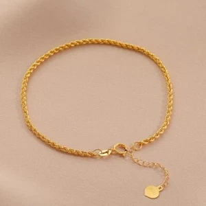 18K Solid Gold Twist Chain Bracelet Beautiful Charm Jewelry 7.1" - Picture 1 of 10