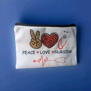 Nurse Themed Makeup Bag Zippered Lightweight Cloth ~8 1/2x6 Inches NEW! feb25 - Picture 1 of 8