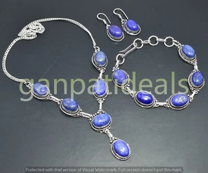 Lapis Laziuli Gemstone 3pcs Combo Set 925 Silver Plated Wholesale Lot Jewelry - Picture 1 of 6