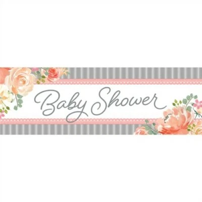 Farmhouse Floral Giant Baby Shower Banner 20" x 60" Plastic Shower Decoration - Изображение 1 из 2