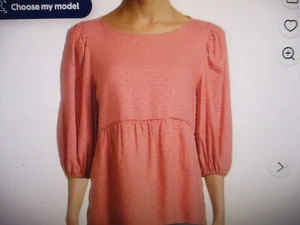 New W/Tag Time and Tru Women's Short Sleeve Textured Top Size Lg Pink Camellia - Picture 1 of 12