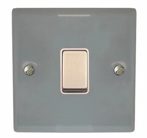Interruptor de luz basculante intermedio de 1 cuadrilla gris claro placa espectro G&H SLG205 - Imagen 1 de 1