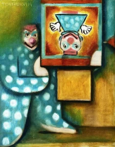 Colorful Jack in The Box Toy Artwork Funny Clown Wall Art Creepy Clown Gift - Picture 1 of 1
