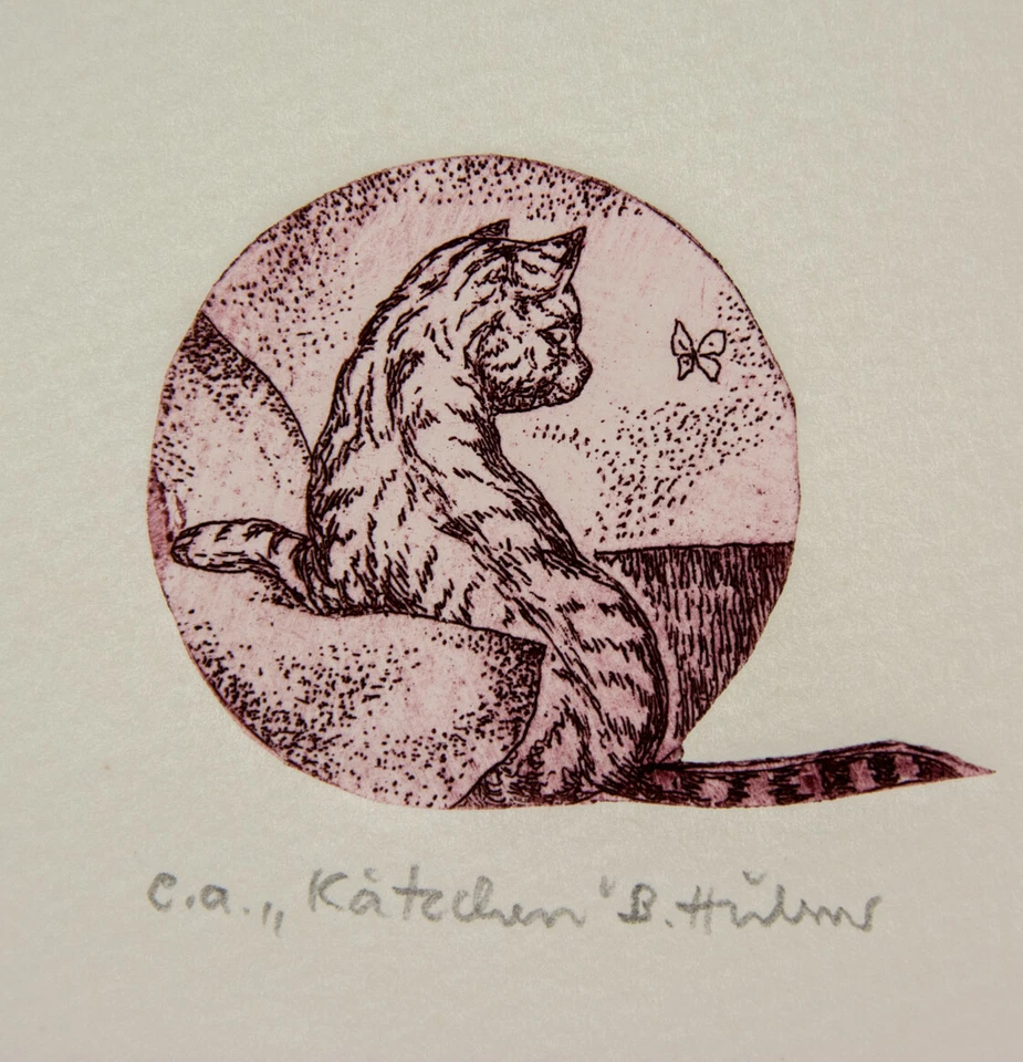Beate Hübner: "Kätzchen" Radierung handsign. e.a. Ex. - Bild 1 von 2