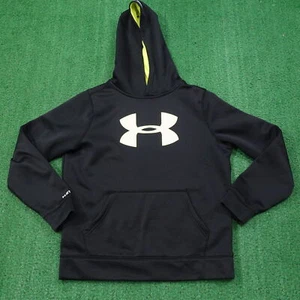UNDER ARMOUR STORM LOGO NEGRO VERDE POLIÉSTER JERSEY SUDADERA CON CAPUCHA JÓVENES NIÑOS L YLG - Imagen 1 de 9