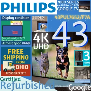 Philips 43" Class 4K Ultra HD (2160p) Google Smart LED TV (43PUL7652/F7A) Remote - Picture 1 of 20