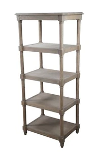 Restoration Hardware Weathered Oak 5 Tier Etagere Linen Tower Storage Shelf 58" - Picture 1 of 12