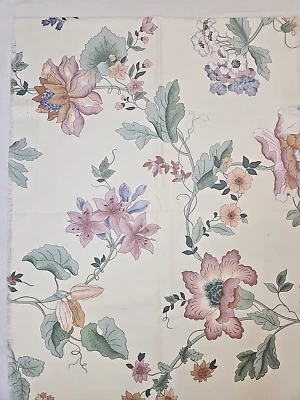 Vtg 1983 Asian Floral Botanical Fabric "like" Jay Yang 20x55 - Image 1 of 4