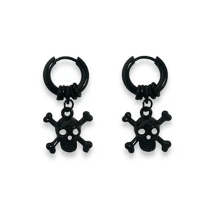 Skull Dangle Drop Earrings for Men Women Streetwear Punk Hip Hop Unisex Style - Picture 1 of 6