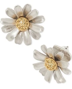 $48 Kate Spade INTO THE BLOOM orecchini a perno fiore tono argento 5/8" Q2 - Foto 1 di 2