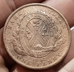 Province of Canada Token - Bank of Montréal - Jeton one Penny 1842 - Imagen 1 de 2