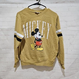 Disney Mickey Mouse Ladies Mustard Crewneck Sweatshirt size S - Picture 1 of 9