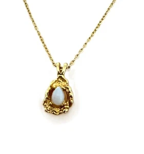 Vintage Opal Jewel & Gold Tone Nugget Pendant Necklace 18" - Picture 1 of 3