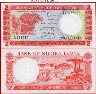 SIERRA LEONE 2 LEONES nd 1964/70 Prefix B/38 P 2d XF++ free shipping from 100$ - Image 1 of 4