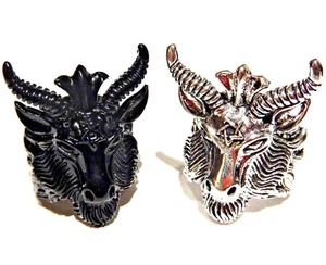 BAPHOMET GOAT RING devil Satan Lucifer pentacle occult goth unisex metal J5 - Picture 1 of 3