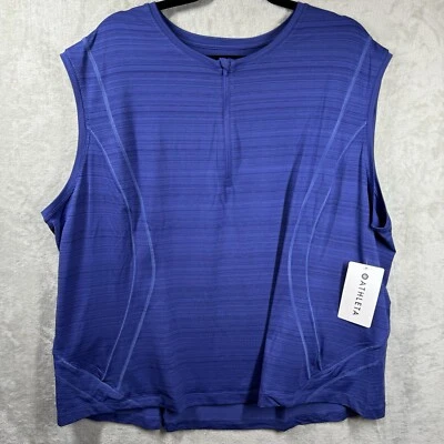 Athleta Pacifica Illume Fitted Tank Womens 3X Purple NEW 1/4 Zip UPF Swim/Active - Image 1 of 4