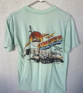 Vtg 80s UNITED CRANE SHOVEL Shinn Truck Heavy Equipment Kenilworth Pocket TShirt - Picture 1 of 9