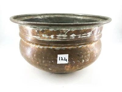 Antico contenitore in rame ciotola da cucina per servire pietanze a tavola origi - Immagine 1 di 2