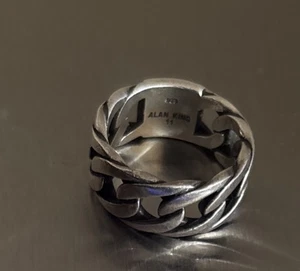 Vintage Designer Alan King Biker Chain Sterling Silver Men’s Ring Band size 11 - Picture 1 of 9