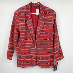 Giacca blazer Tracy Evans rosso western sud-ovest azteco nuovo vintage taglia large - Foto 1 di 9