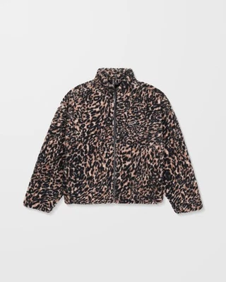 VOLCOM - Womens Wylding Out Sherpa Sweatshirt - Animal Print - Zip Up Sweatshirt - Image 1 of 4