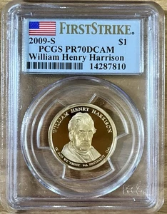Moneda de dólar presidencial perfecta William Henry Harrison 2009-S PCGS PR70DCAM! - Imagen 1 de 2