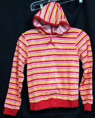 NUEVO CON ETIQUETAS 2005 Gymboree Sugar & Spice Velour Chaqueta con Capucha Rayas Cremallera talla 12 Rosa Foto 1 de 4