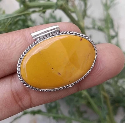 Colgante de piedras preciosas de jaspe mokite enchapado en plata de ley 925 regalo para mamá 1,75" Foto 1 de 2