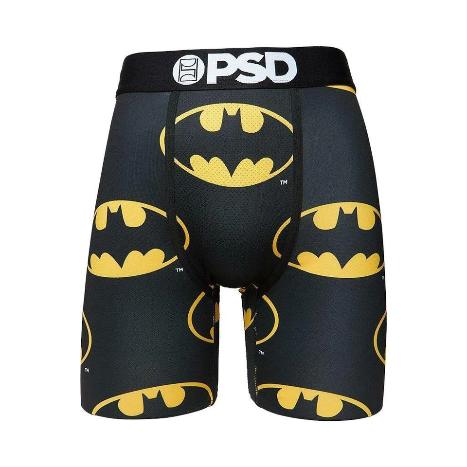 PSD Amarillo Negro Batman Malla Paneles Delanteros y Traseros Largo 7" Entrepierna Boxers Para Hombre M Foto 1 de 1