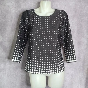 J. Crew Polka Dot Bluse Oberteil Damen Small 3/4 Arm Schwarz Weiß Karriere - Bild 1 von 8