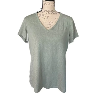 Felina Heathered Green V Neck Short Sleeve Shirt Size Large - Picture 1 of 4