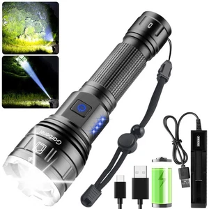 Linterna LED táctica recargable súper brillante 5000000Lm XHP70 LED luz de trabajo - Imagen 1 de 15