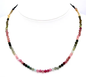 Turmalin Kette Coinform mehrfarbige 925 Silber Karabiner Collier Geschenk Edel - Picture 1 of 6