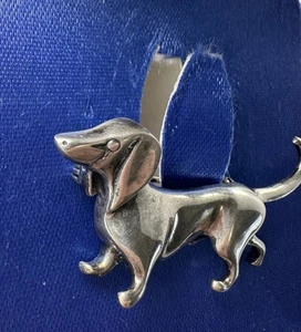 Vintage Sterling Silver Dachshund Pin Male Weiner Dog Brooch Jezlaine Orig Box - Picture 1 of 10
