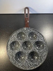 Vintage King Frederick Aebleskiver Dänischer Pfannkuchen Gusseisen Granitgeschirr Dänemark 9 Zoll - Bild 1 von 12