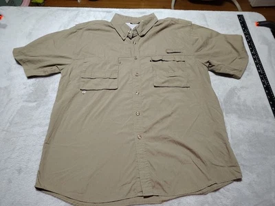 Rugged Earth Fishing Shirt Men XL Taupe Vented Nautical Outdoor Quick Dry Light - Image 1 of 4