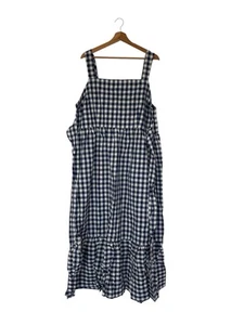 Curvissa Blue Gingham Dress Cotton With Linen Sleeveless Check Print Womens - Picture 1 of 15