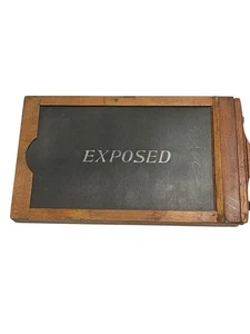 Antico piatto vetro pellicola legno porta pellicola legno esposto fotografia vintage - Foto 1 di 16
