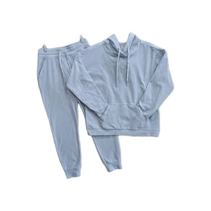 Marc New York Blue Ribbed Performance Jogger Hoodie Set Top-M Bottom-S Cozycore - Picture 1 of 9