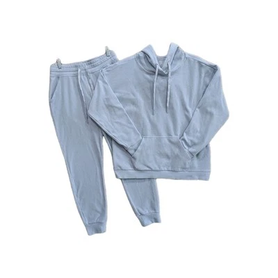 Marc New York Blue Ribbed Performance Jogger Hoodie Set Top-M Bottom-S Cozycore - Image 1 of 4