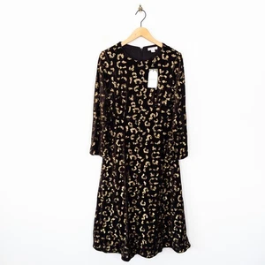 Monsoon Arwen Sequin Leopard Velvet Midi Dress Size 14 NEW Brown RRP £110 - Picture 1 of 22