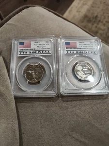 25 Cent Quarter Lot PCGS PR69dcam Both 2009 S Virgin Islands 2004 S Michigan - Picture 1 of 3