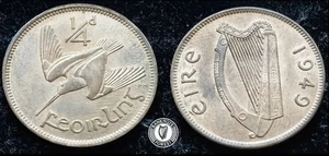 [#461] - Ireland 1949 | Irish 1/4d | Farthing | Woodcock | KM.9 | UNC - Bild 1 von 2