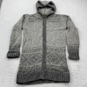 Inis Crafts Ireland Wolle Strick Kapuze Cardigan Pullover Mantel grau Fair Isle - Bild 1 von 8