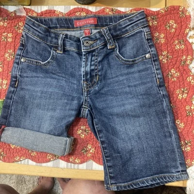 Guess Kids Girls Denim Shorts Regular Fit Size 3 Cuff Or Long - Image 1 of 4