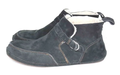 OluKai Ola Hou Shearling Fur Black Suede Ankle Boot Womens Size 10 - Image 1 of 4