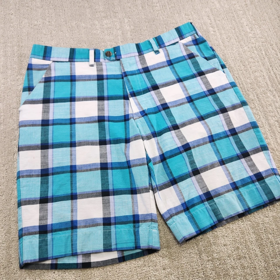 Loudmouth Golf Shorts Mens 36 Blue Plaid Windowpane Stretch Chino Preppy - Image 1 of 4