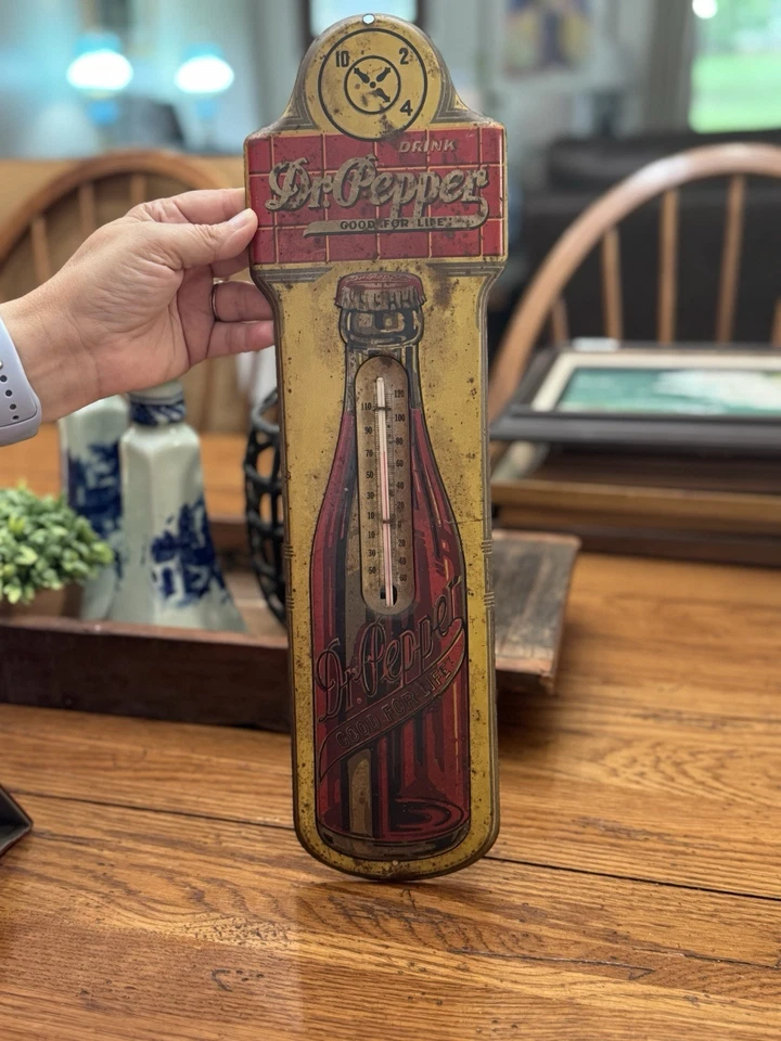 Letrero termómetro publicitario Dr. Pepper Soda original vintage raro de los años 30 Foto 1 de 4